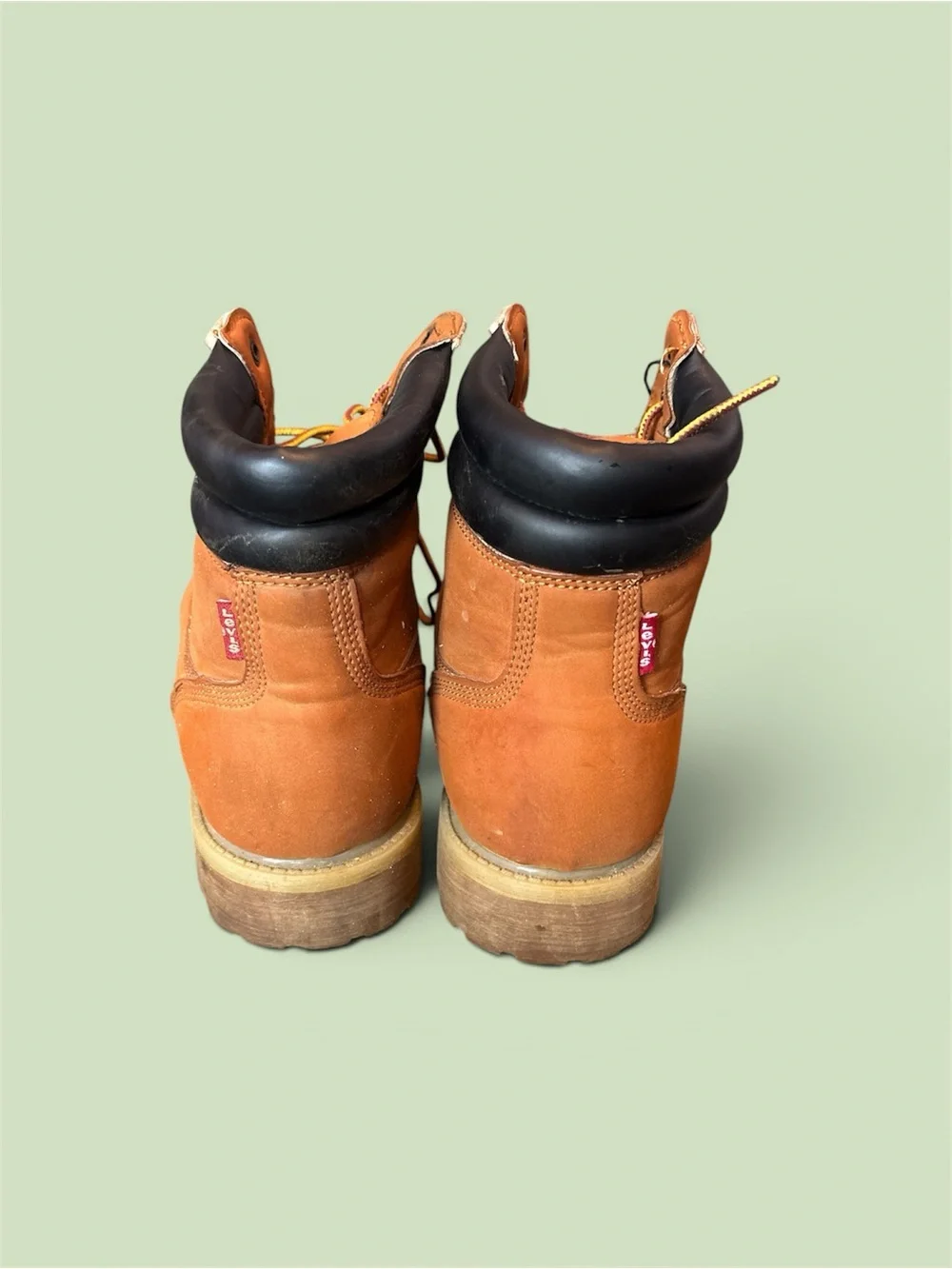 Levi's Chestnut Tan Lace-Up Work Boots with Black Collar